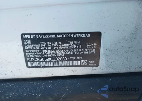 2019 BMW X5 xDrive40I from USA, damaged, VIN 5UXCR6C59KLL02089